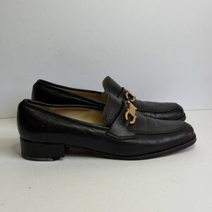 Salvatore Ferragamo Gancini Black Leather Loafers Size 5.5